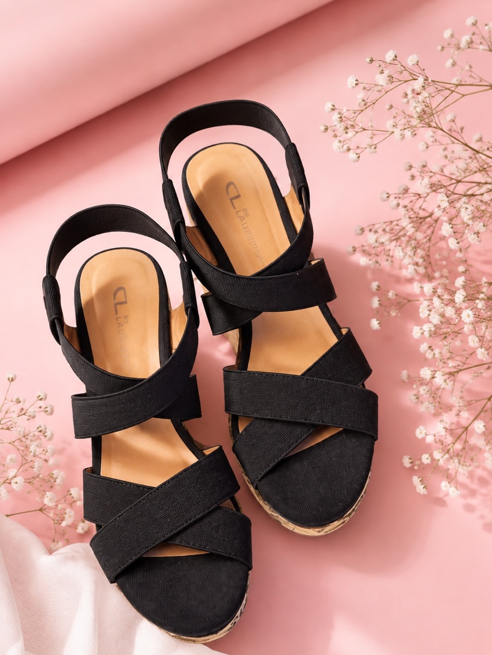 CL by Laundry Black Wedge Sandals – Size 8.5